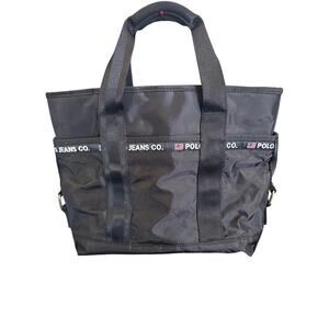 Polo Jeans Co Ralph Lauren Black Nylon Tote Logo Tape Y2K Gorpcore Whimsigoth
